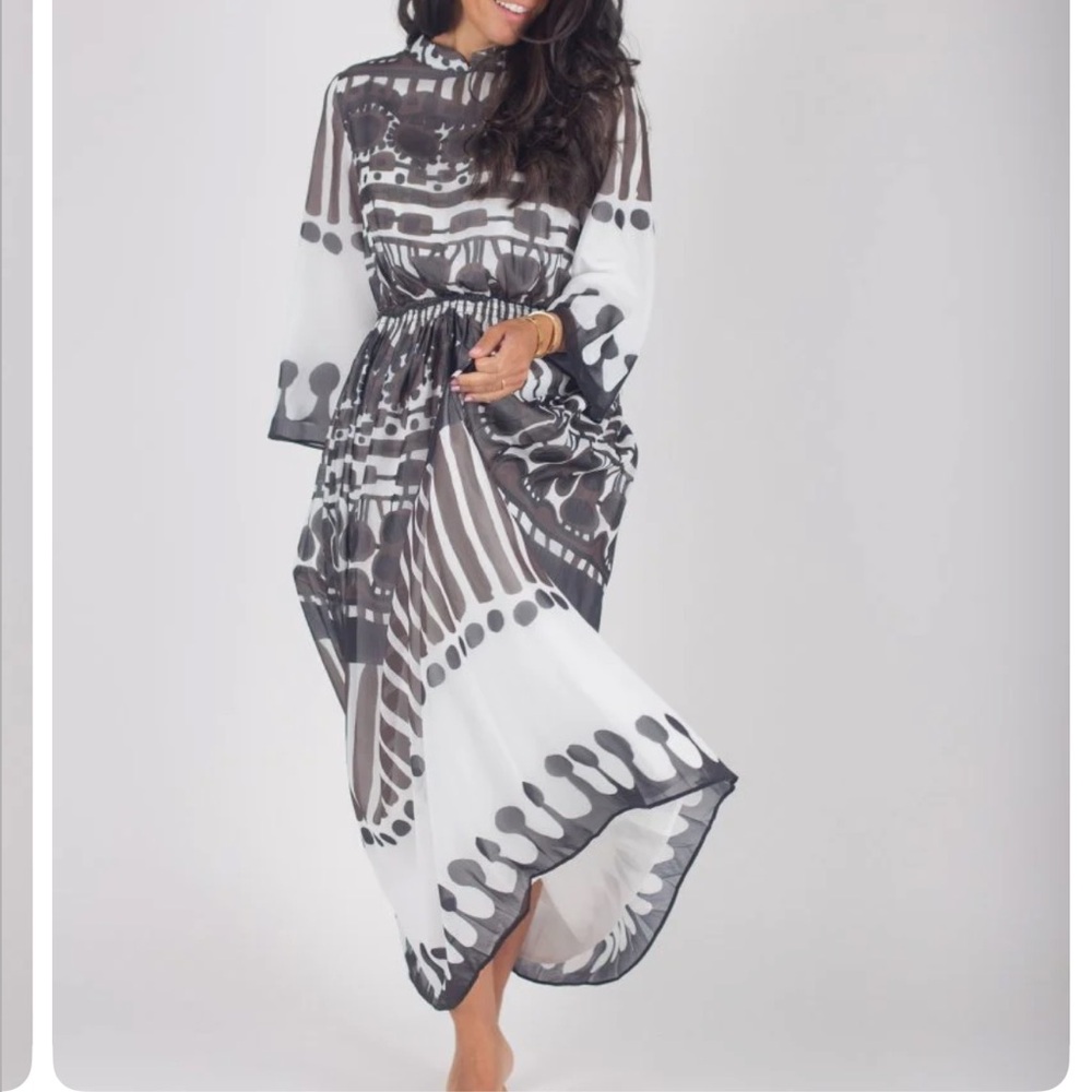 Elegant brown and White Women's Dress NWT